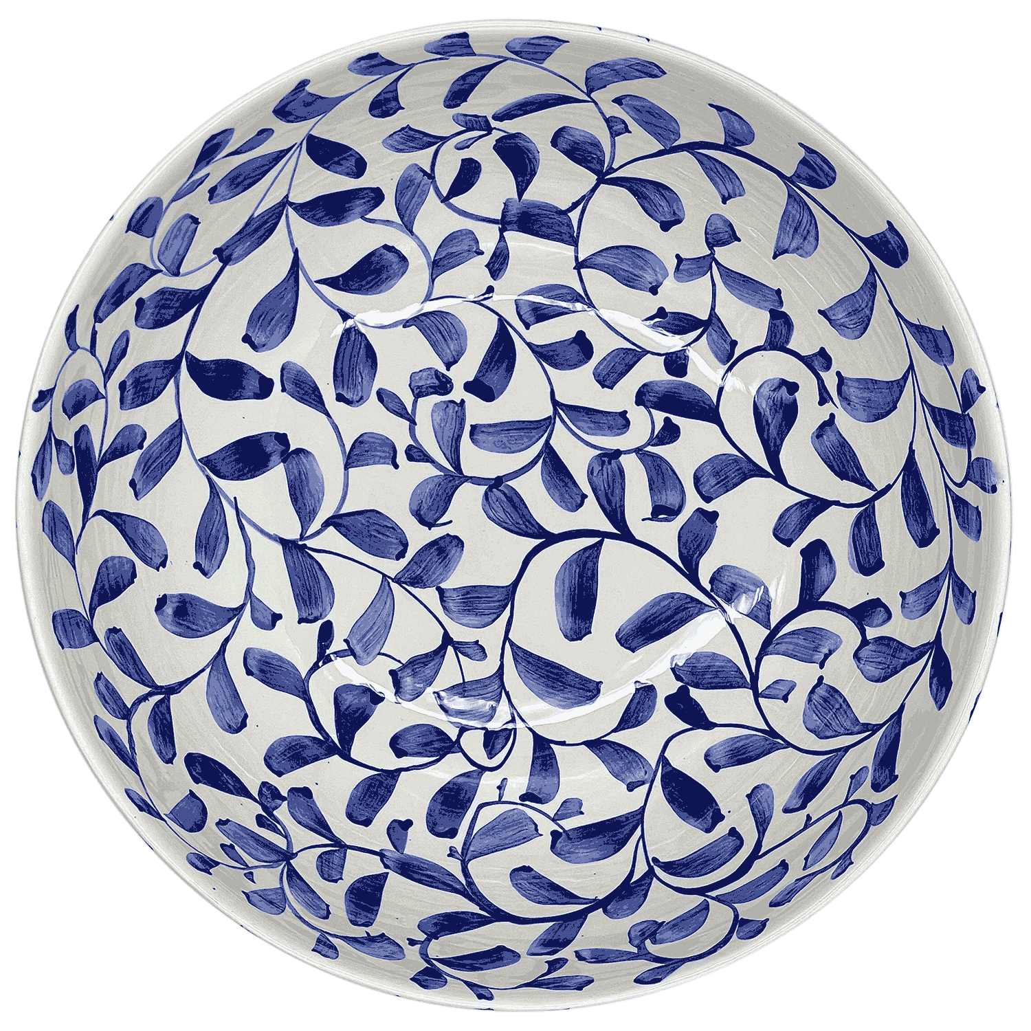 Navy Blue Scroll Salad Bowl