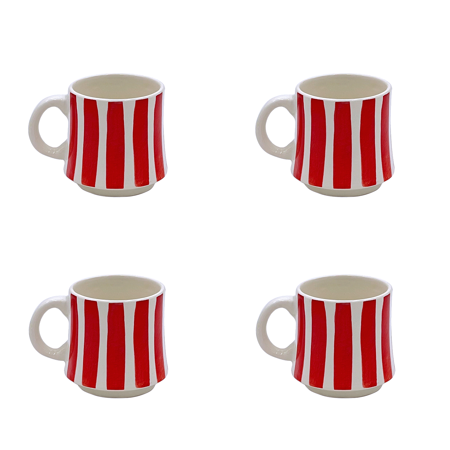 Small Red Stripes Mugs (Set of 4)