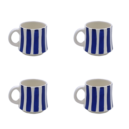 Small Navy Blue Stripes Mugs (Set of 4)