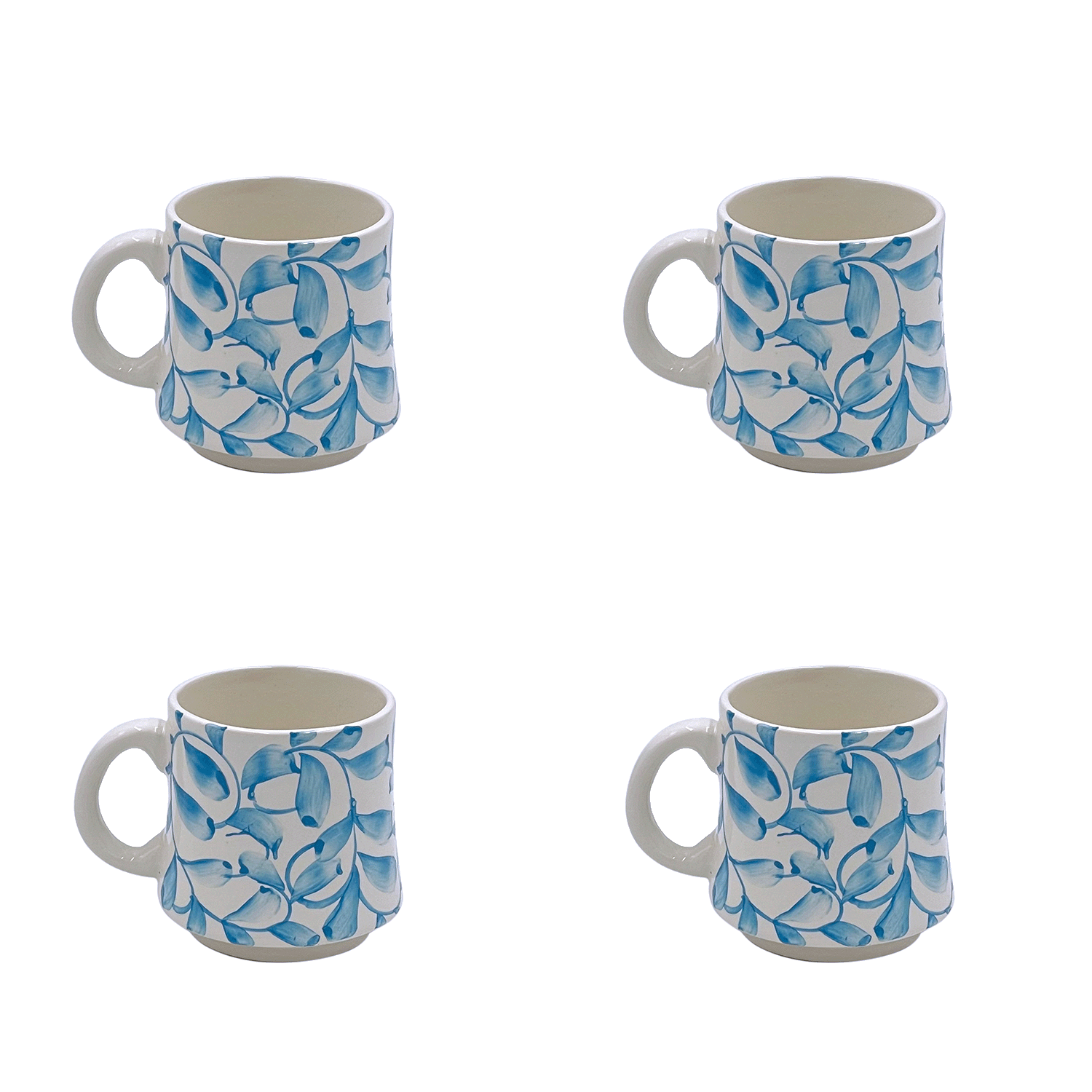 Small Light Blue Scroll Mugs (Set of 4)