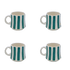 Small Green Stripes Mugs (Set of 4)