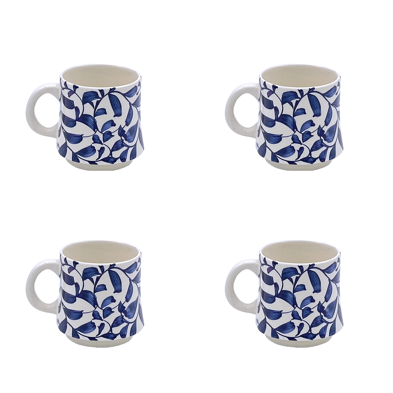 Small Navy Blue Scroll Mug (Set of 4)