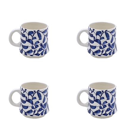 Small Navy Blue Scroll Mug (Set of 4)