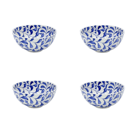 Small Navy Blue Scroll Bowls (Set of 4)