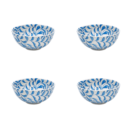 Small Light Blue Scroll Bowls (Set of 4)