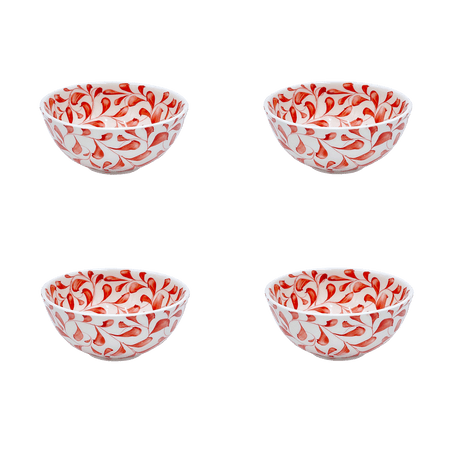 Small Red Scroll Bowls (Set of 4)