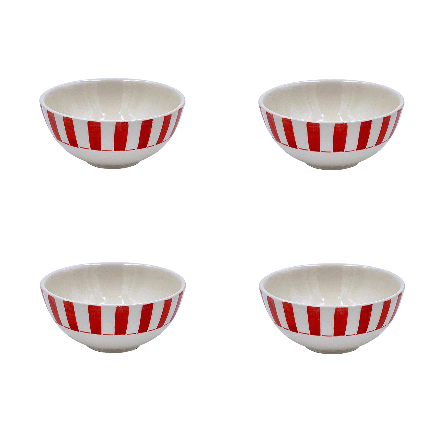 Small Red Stripes Bowls (Set of 4)