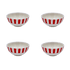 Small Red Stripes Bowls (Set of 4)