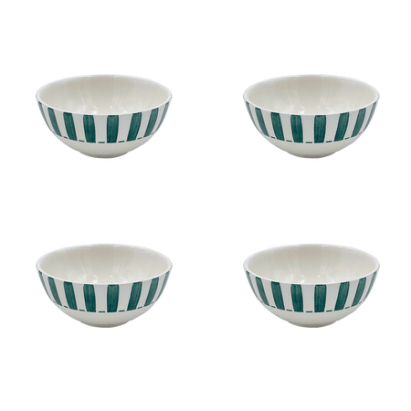 Small Green Stripes Bowls (Set of 4)