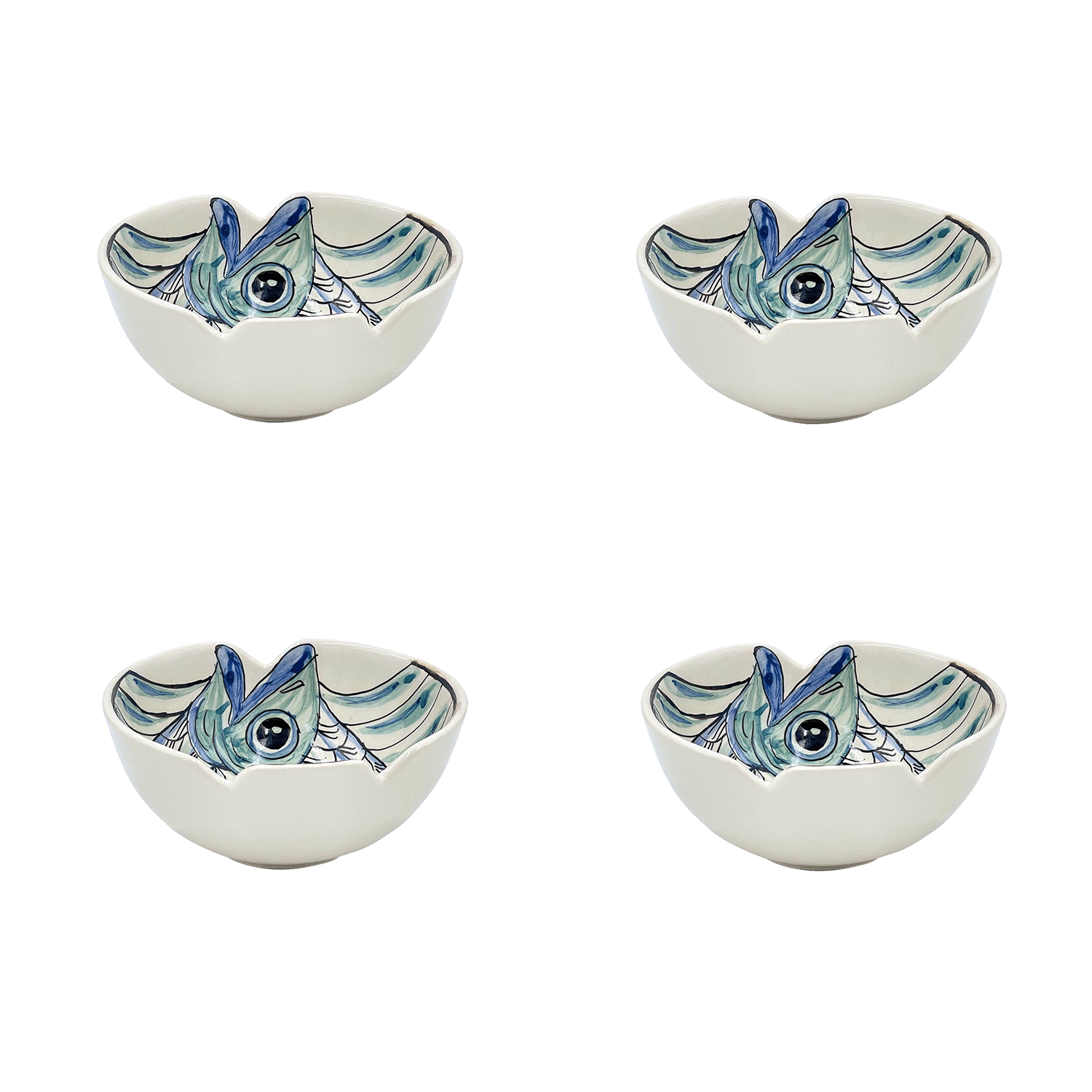 Small  Blue Romina Fish Bowls (Set of 4)