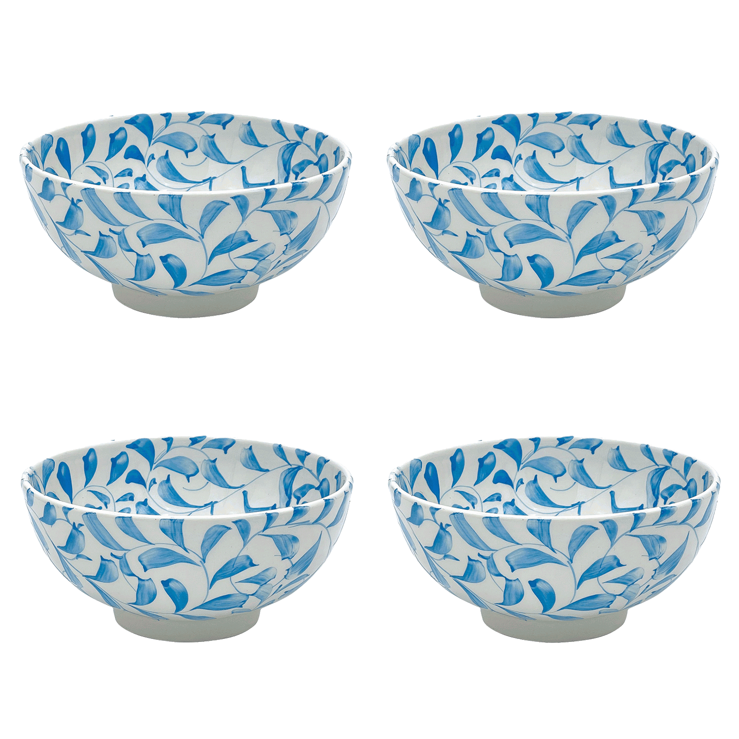 Medium Light Blue Scroll Bowls (Set of 4)