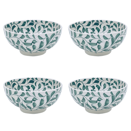 Medium Green Scroll Bowls (Set of 4)