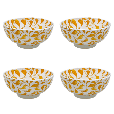 Medium Yellow Scroll Bowls (Set of 4)