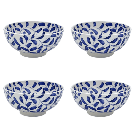 Medium Navy Blue Scroll Bowls (Set of 4)