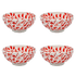 Medium Red Scroll Bowls (Set of 4)