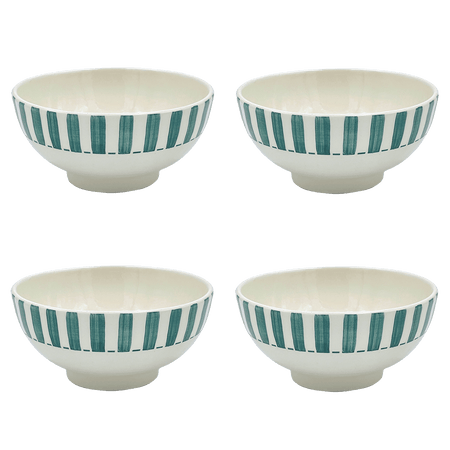 Medium Green Stripes Bowls (Set of 4)