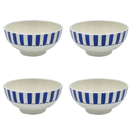 Medium Navy Blue Stripes Bowls (Set of 4)