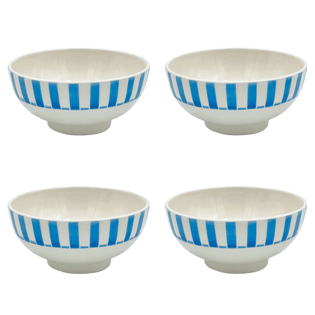 Medium Light Blue Stripes Bowls (Set of 4)