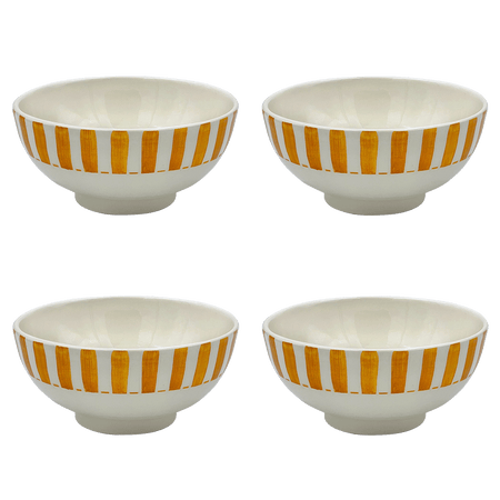 Medium Yellow Stripes Bowls (Set of 4)