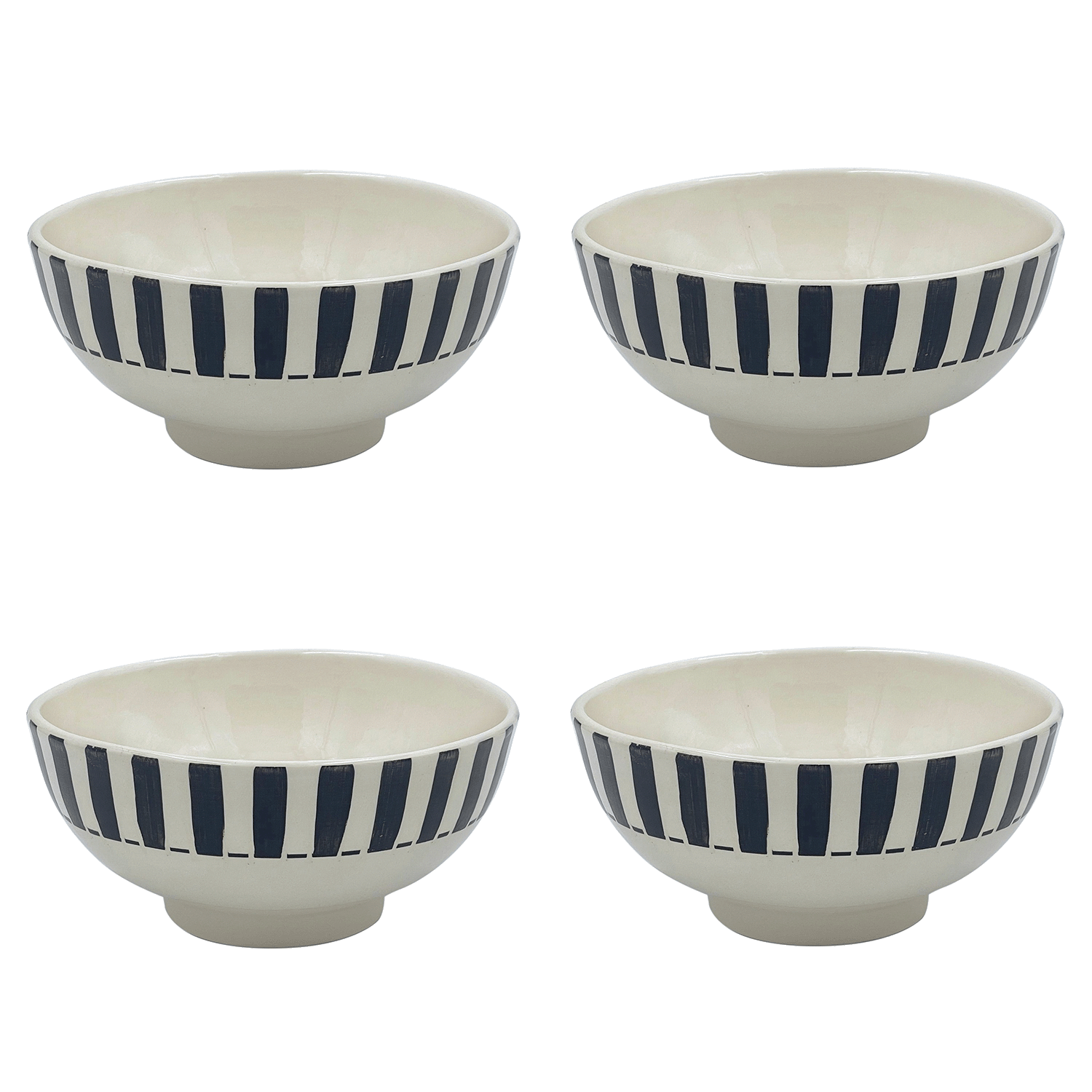 Medium Black Stripes Bowls (Set of 4)