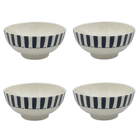 Medium Black Stripes Bowls (Set of 4)