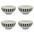 Medium Black Stripes Bowls (Set of 4)
