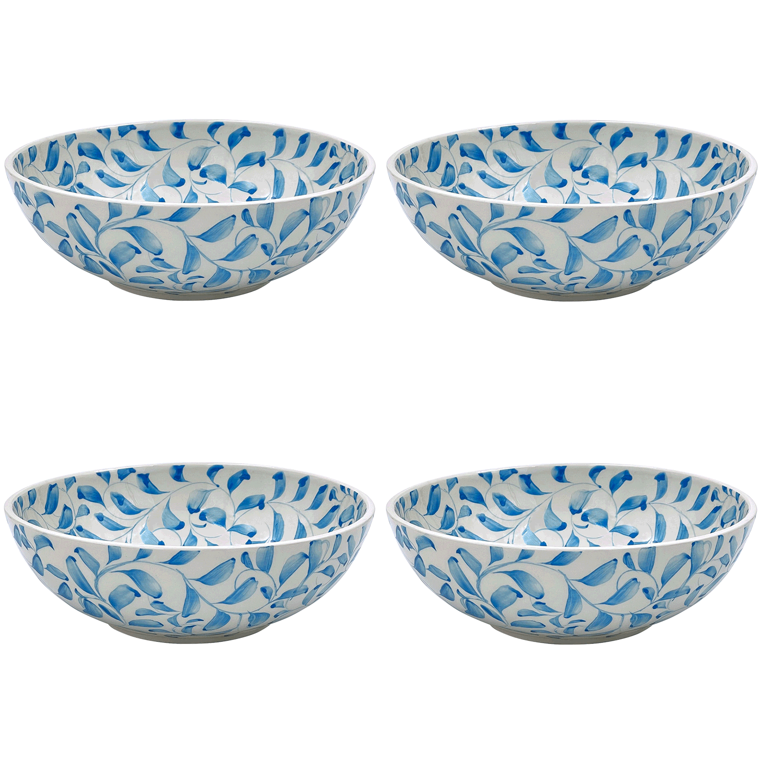 Large Light Blue Scroll Bowls (Set of 4)