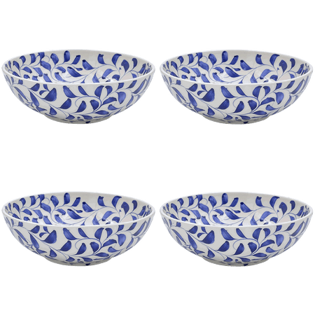 Large Navy Blue Scroll Bowls (Set of 4)