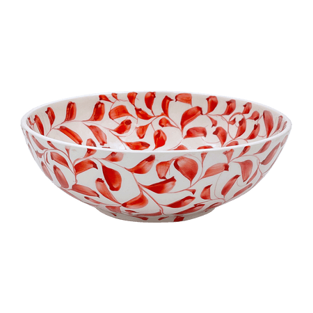 Large Red Scroll Bowl