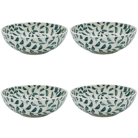 Large Green Scroll Bowls (Set of 4)