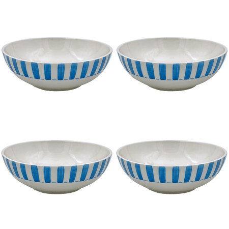 Large Light Blue Stripes Bowls (Set of 4)