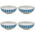 Large Light Blue Stripes Bowls (Set of 4)