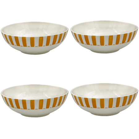 Large Yellow Stripes Bowls (Set of 4)