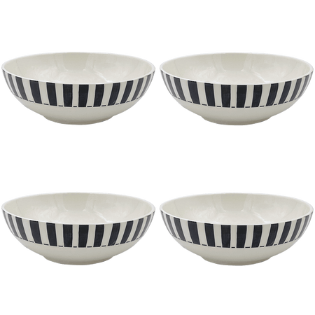 Large Black Stripes Bowls (Set of 4)