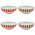 Large Red Stripes Bowls (Set of 4)