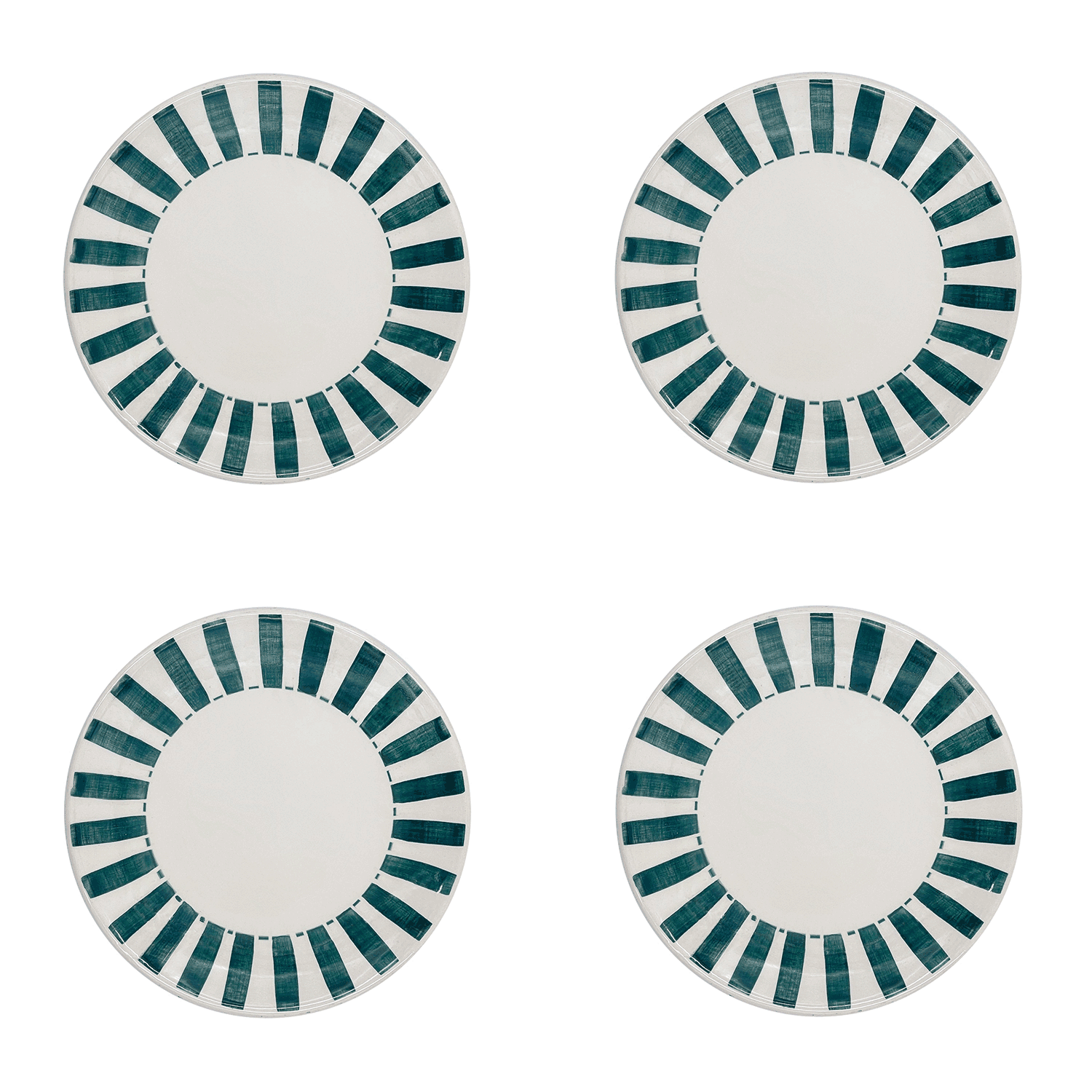 Green Stripes Side Plates (Set of 4)