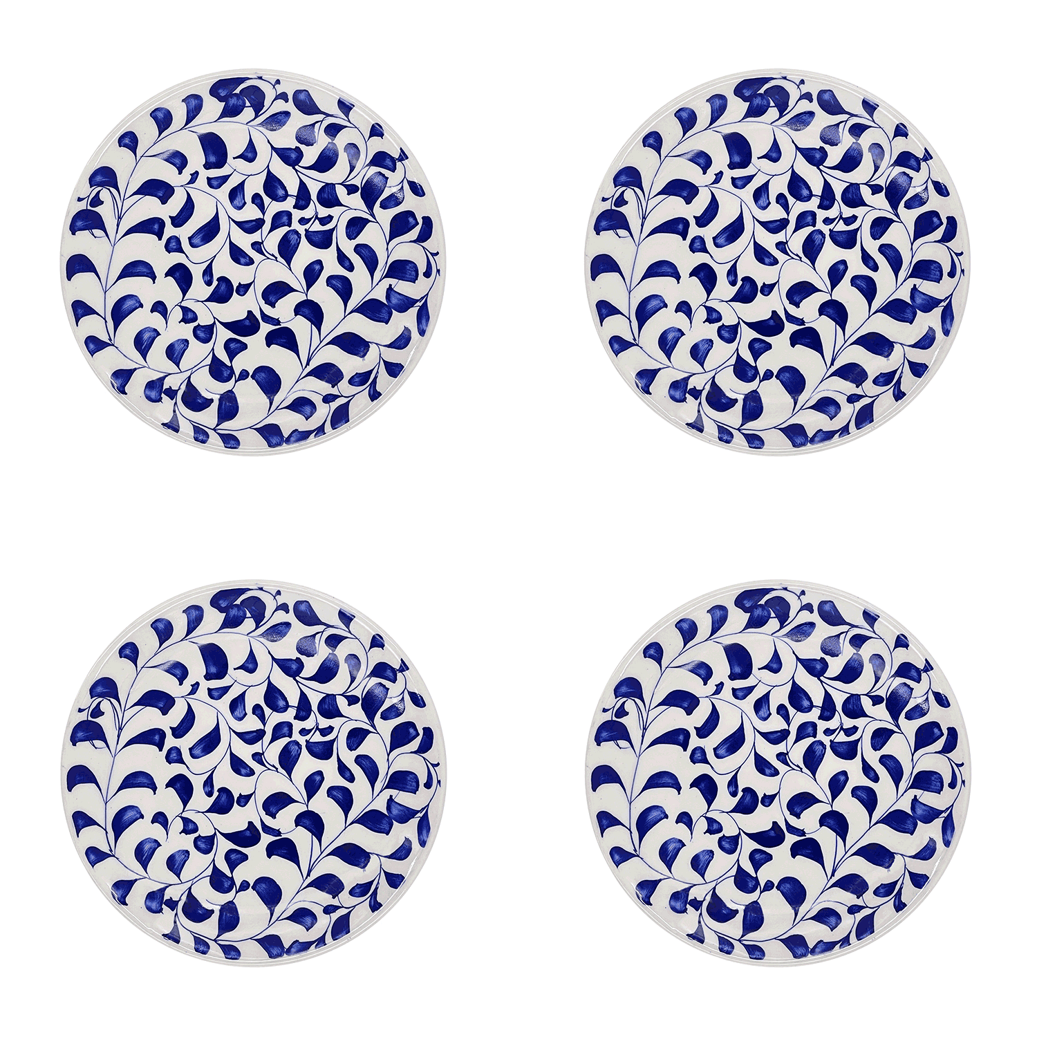 Navy Blue Scroll Side Plates (Set of 4)