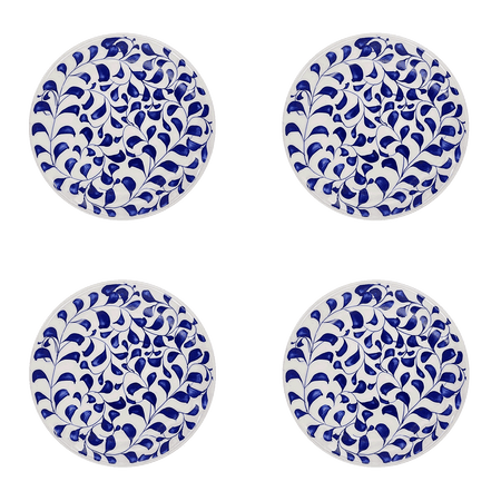 Navy Blue Scroll Side Plates (Set of 4)