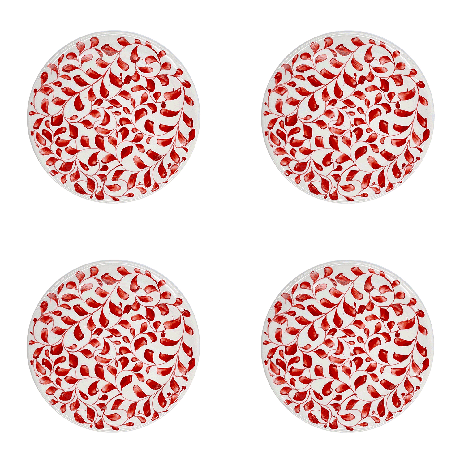 Red Scroll Side Plates (Set of 4)