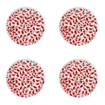 Red Scroll Side Plates (Set of 4)