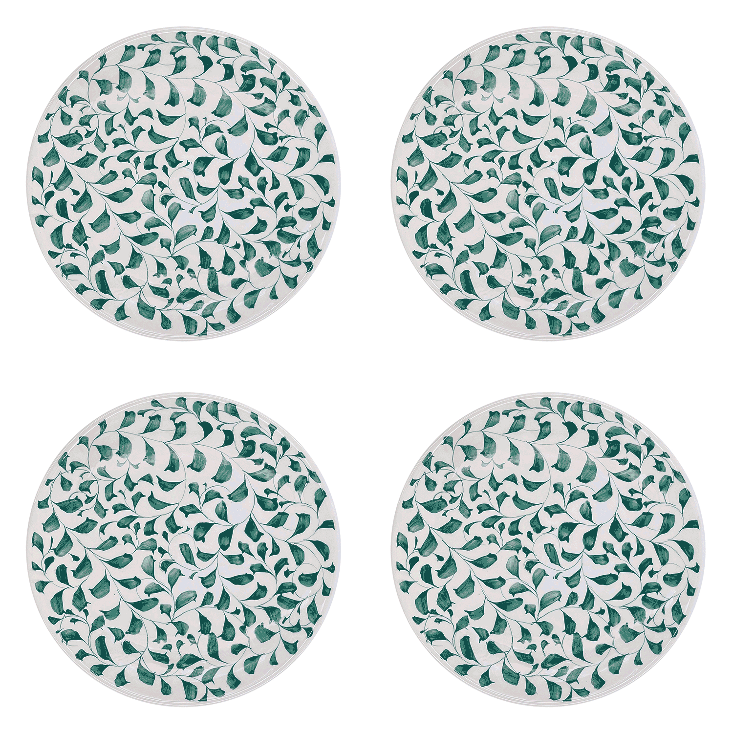 Green Scroll Dinner Plates (Set of 4)