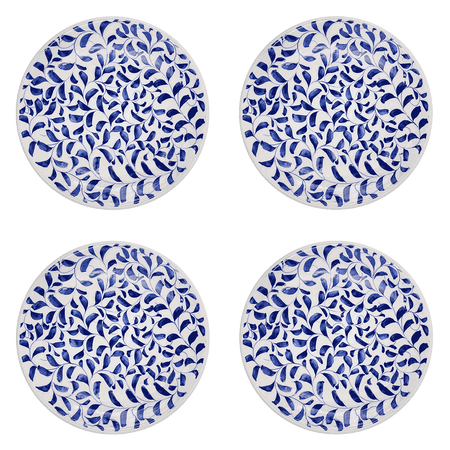 Navy Blue Scroll Dinner Plates (Set of 4)