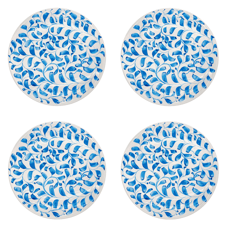 Light Blue Scroll Dinner Plates (Set of 4)