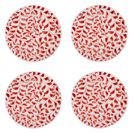 Red Scroll Dinner Plates (Set of 4)