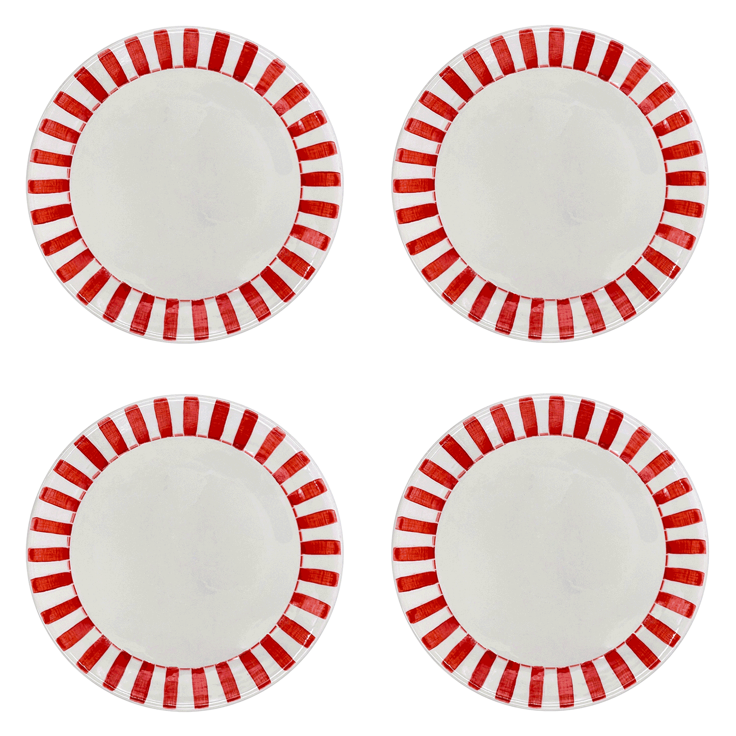 Red Stripes Dinner Plates (Set of 4)