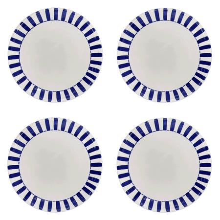Navy Blue Stripes Dinner Plates (Set of 4)