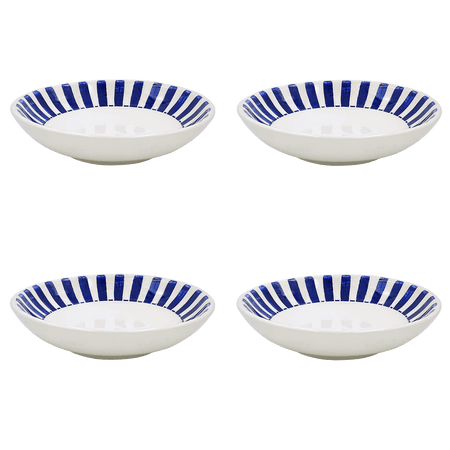 Navy Blue Stripes Pasta Bowls (Set of 4)