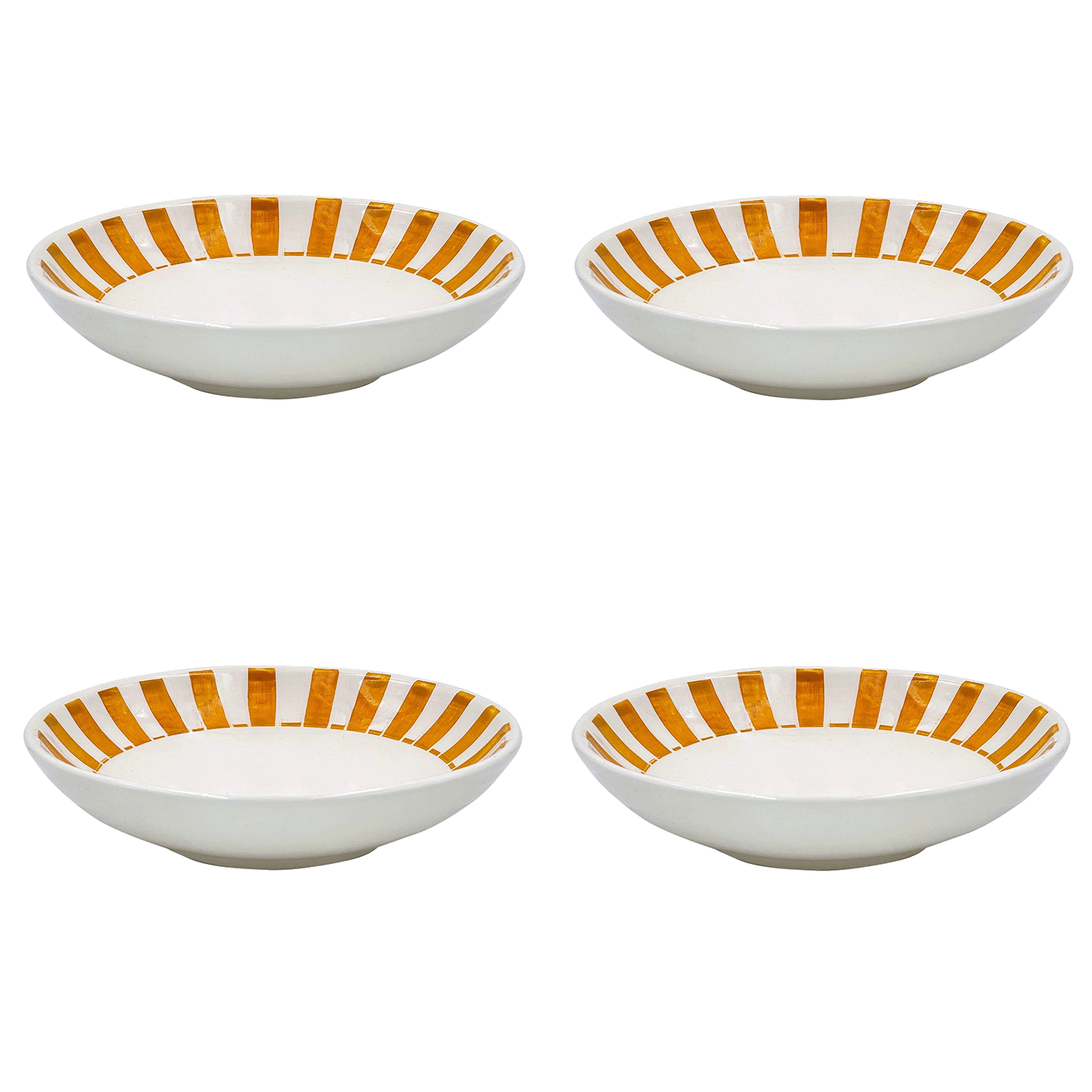 Yellow Stripes Pasta Bowls (Set of 4)