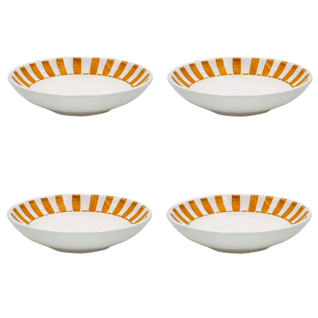 Yellow Stripes Pasta Bowls (Set of 4)