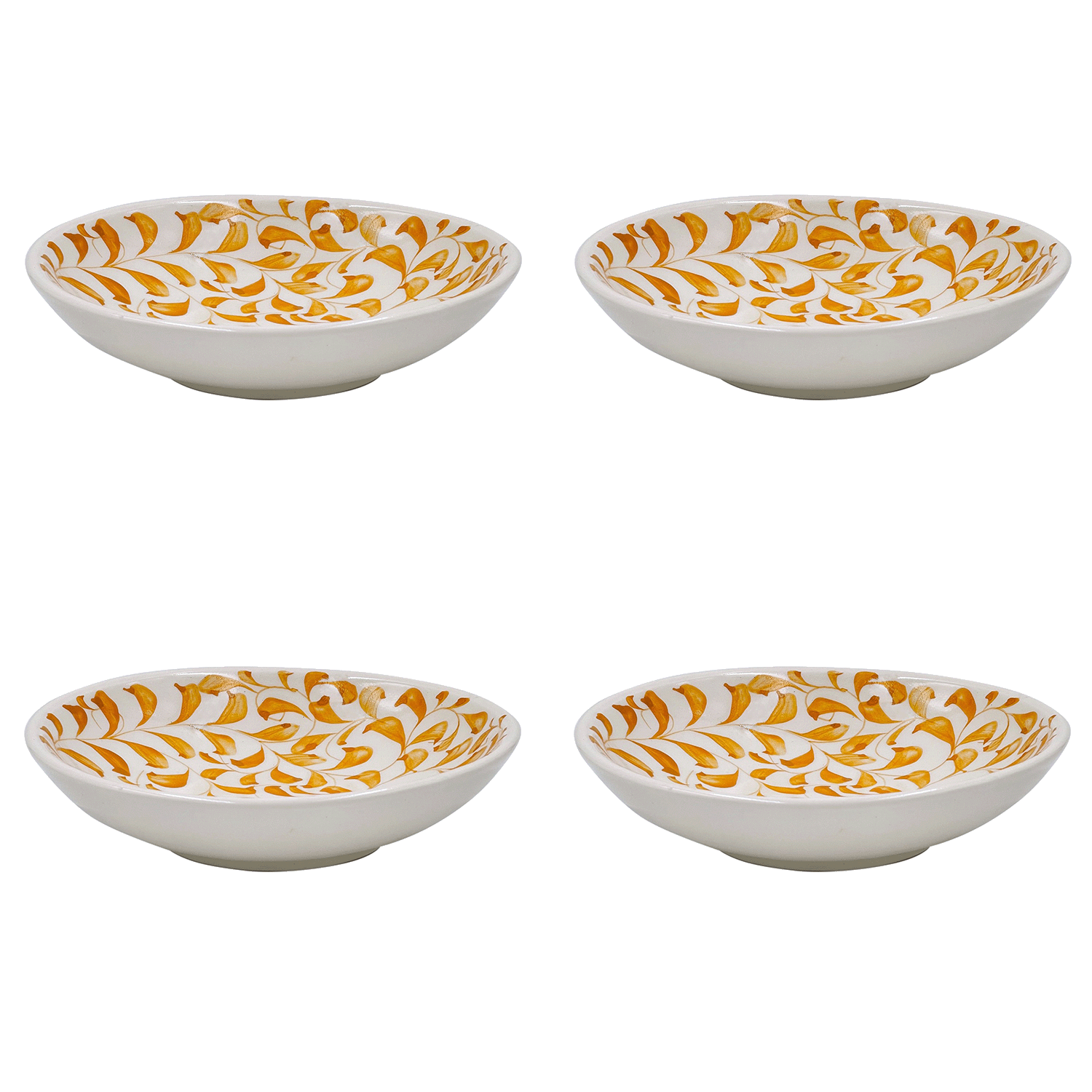 Yellow Scroll Pasta Bowls (Set of 4)